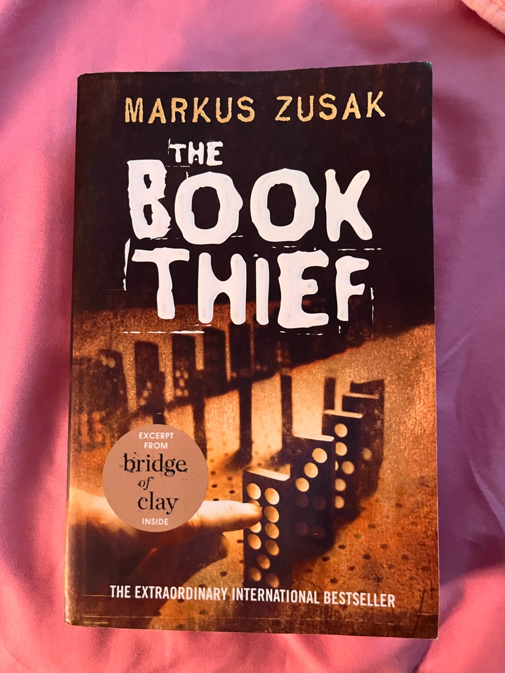 Bridge of Clay paperback book - black & tan cover